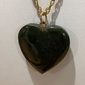 Authentic Jade Heart Necklace w/ 18KGF Rope Chain